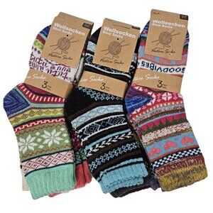 Winter Wool Socks Women Thick Socks Warm Hiking Boot Casual Design 9-PAIRS NWT
